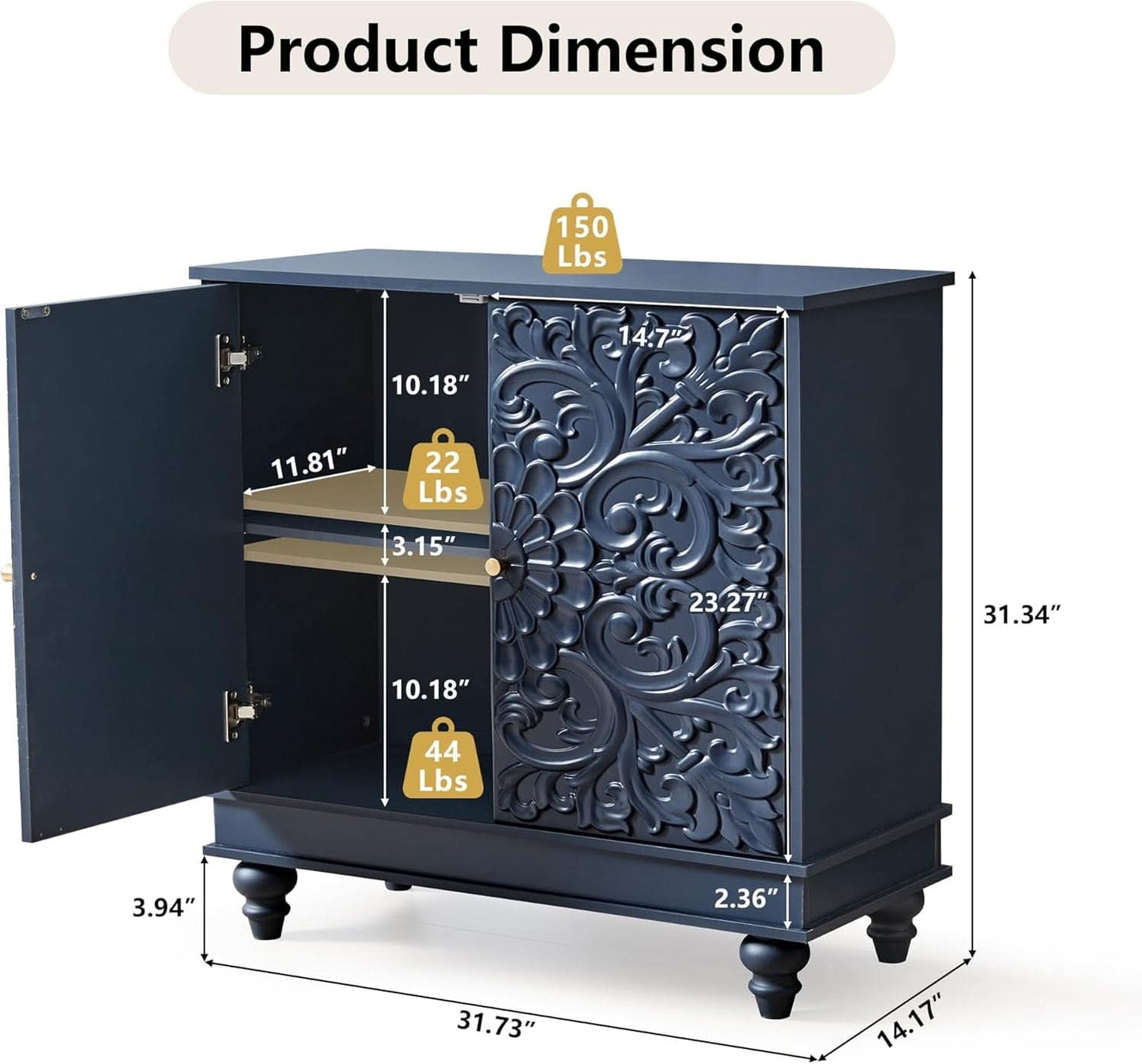 Midnight Blue Luxury Accent Sideboard