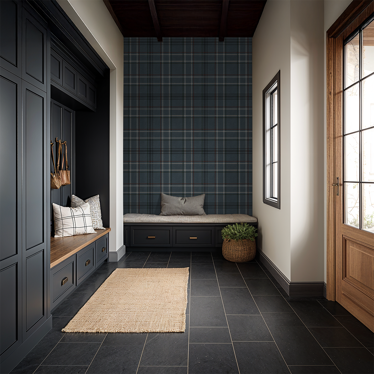 French Plaid Wallpaper X Peony & Honey