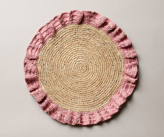 Blush Hand-Woven Raffia Ruffle Placemat