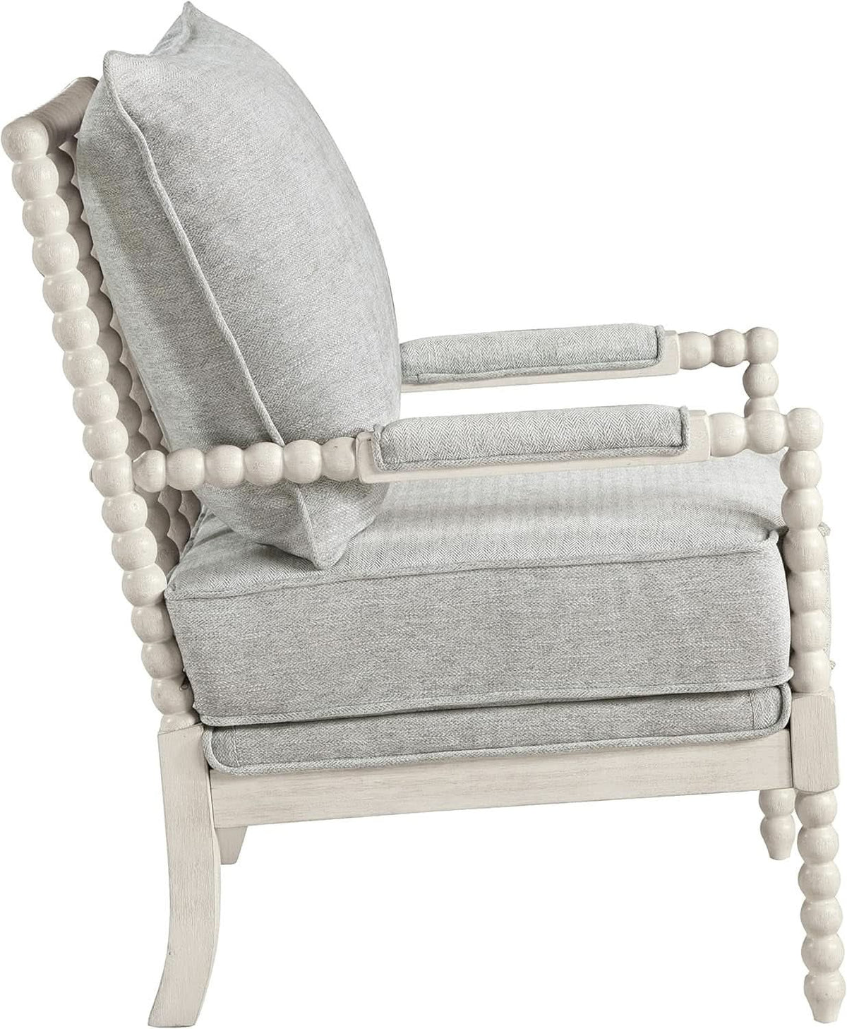 Spindle Accent Chair | Smoke Grey Textured Upholstery