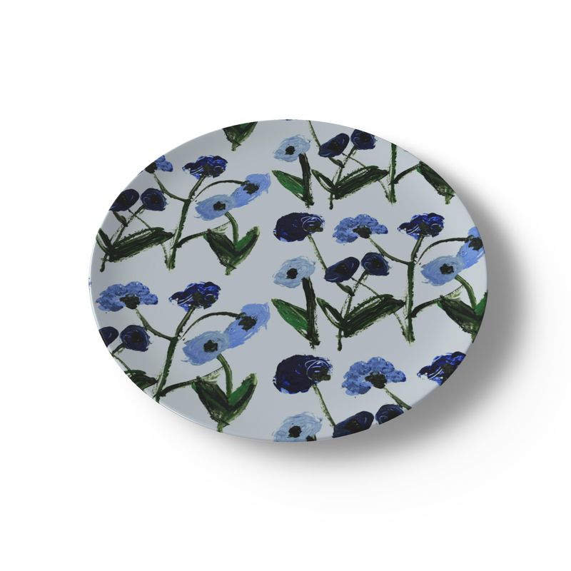 Blue Posey China Plates (Set of 2, 4 or 8)