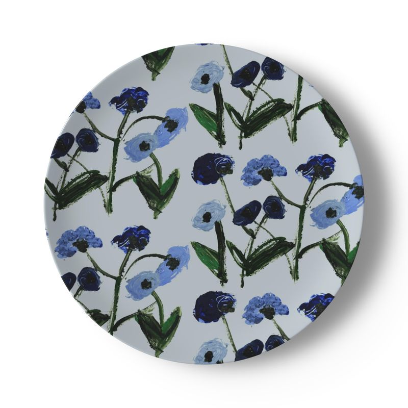 Blue Posey China Plates (Set of 2, 4 or 8)