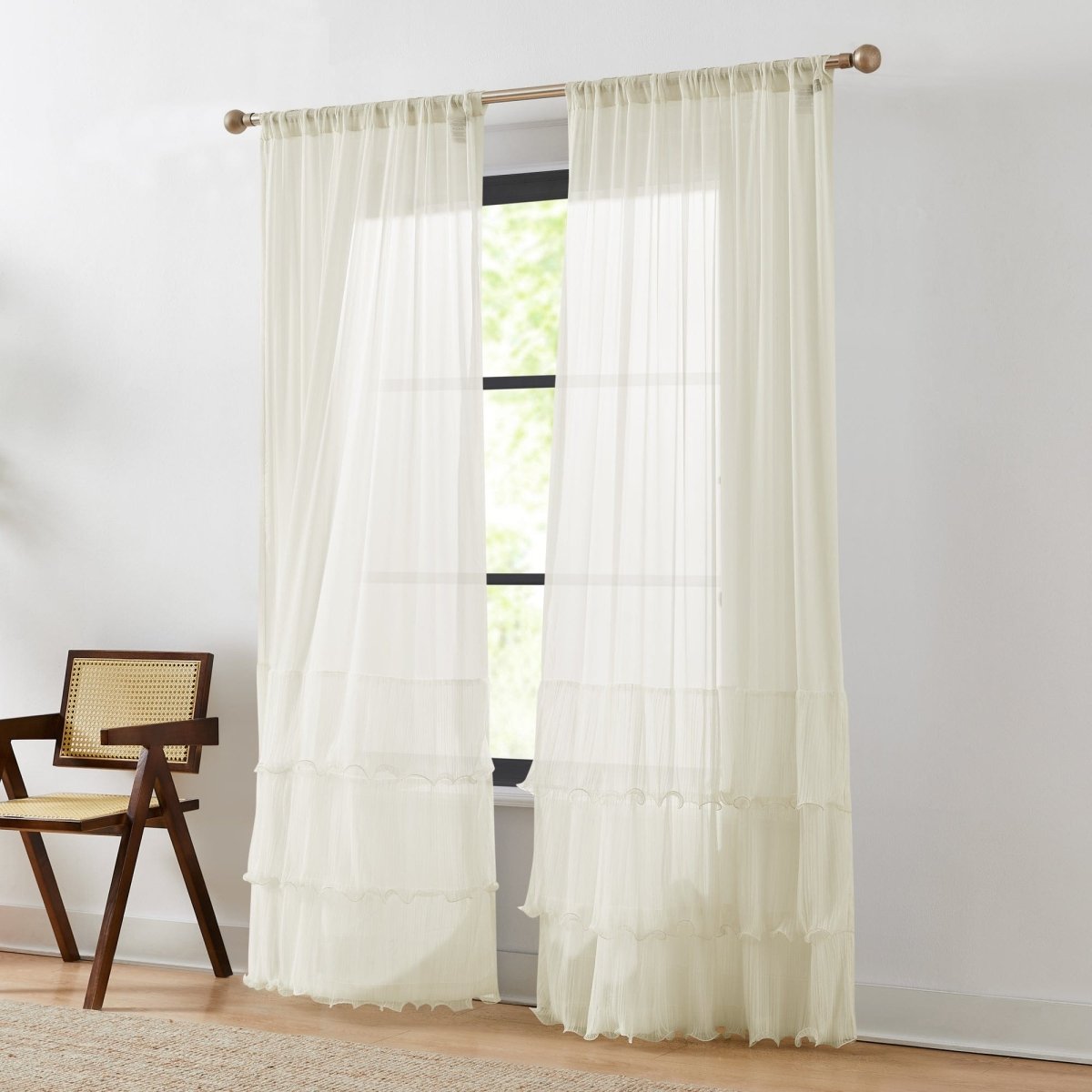 Georgette Sheer Ruffle Curtain Panels