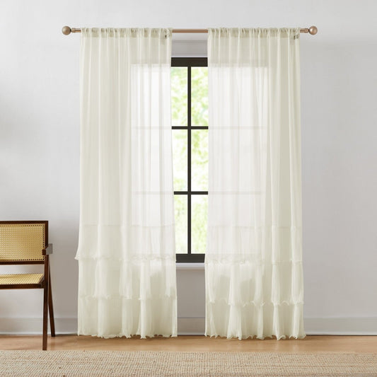 Georgette Sheer Ruffle Curtain Panels