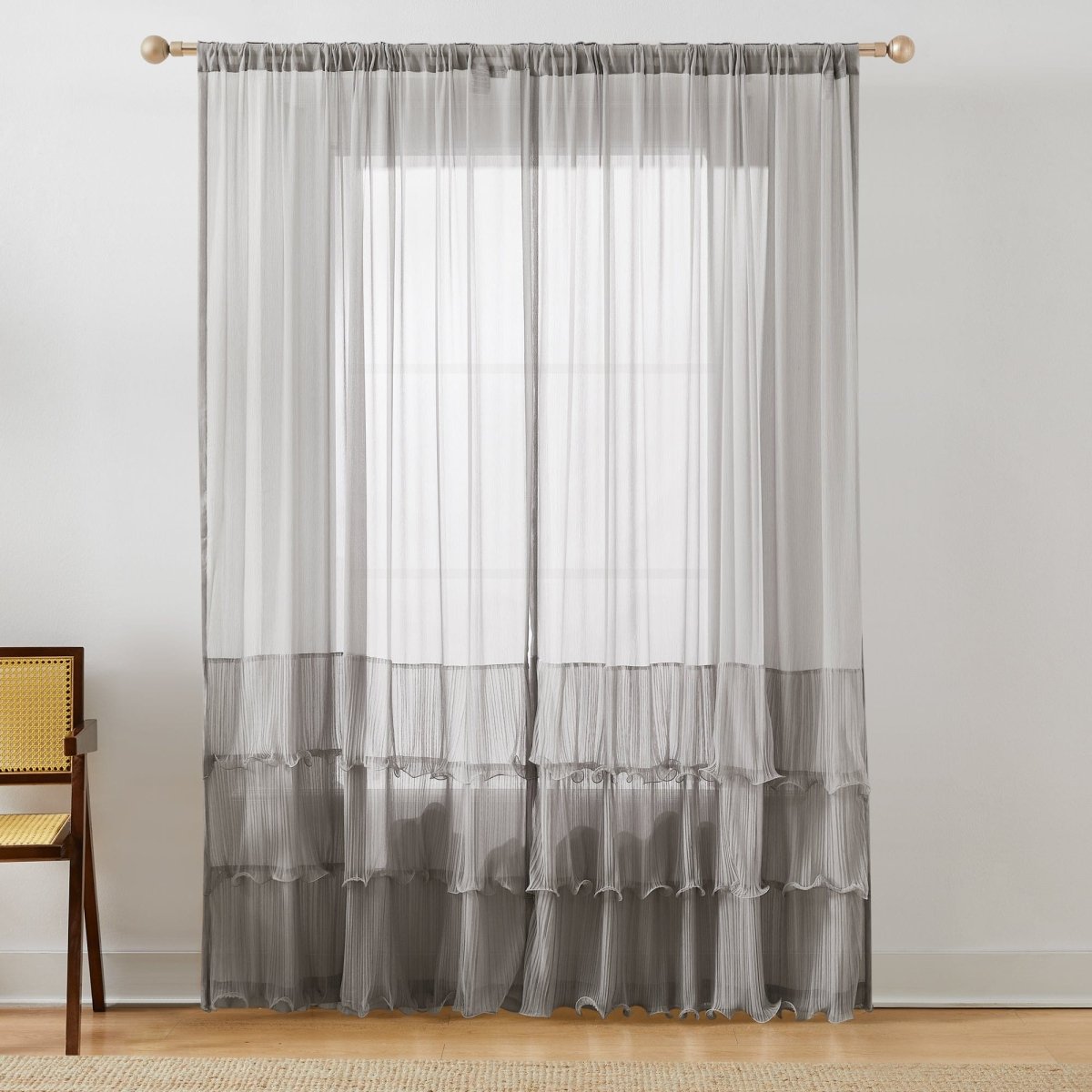 Georgette Sheer Ruffle Curtain Panels