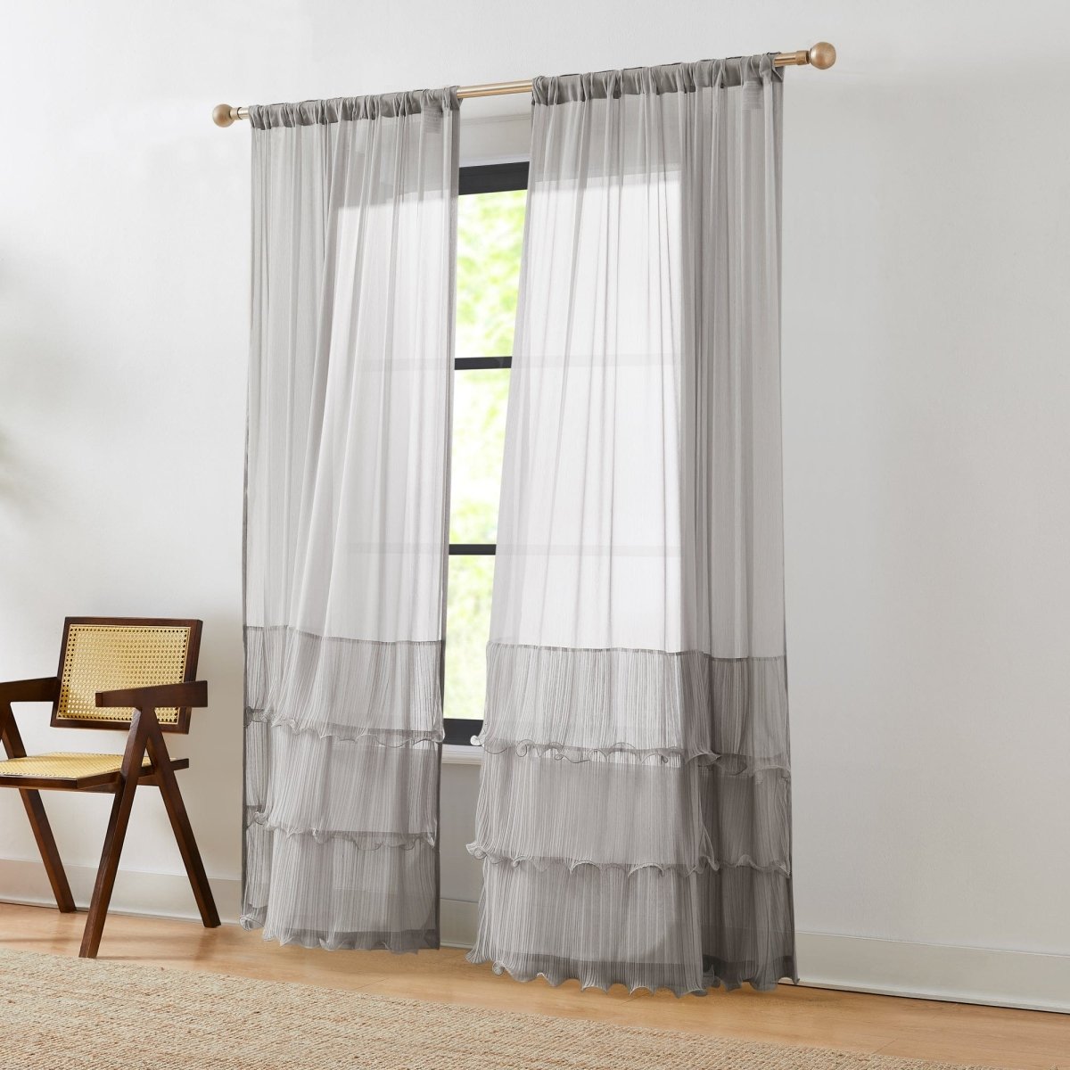 Georgette Sheer Ruffle Curtain Panels