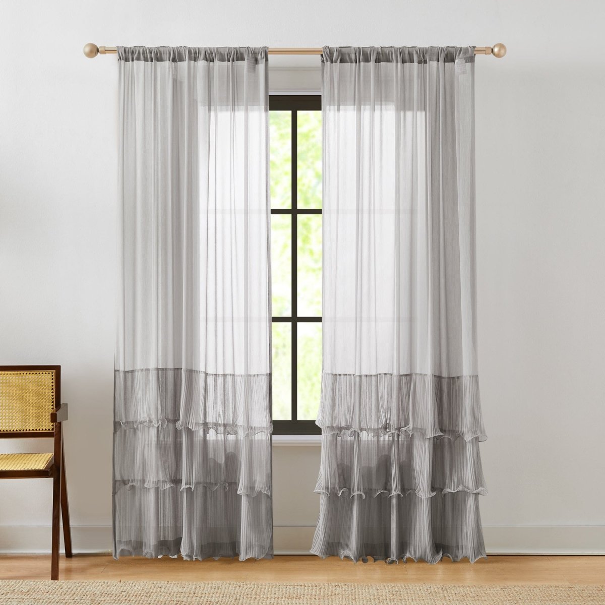 Georgette Sheer Ruffle Curtain Panels