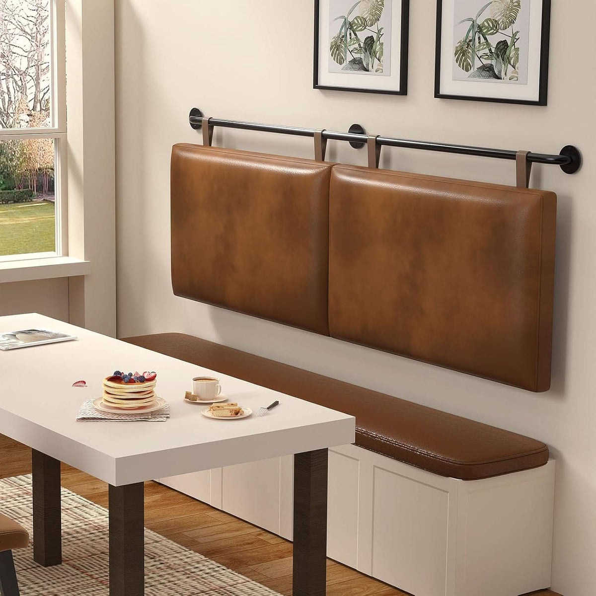 Toffee PU Leather King Size Wall Mounted Headboard