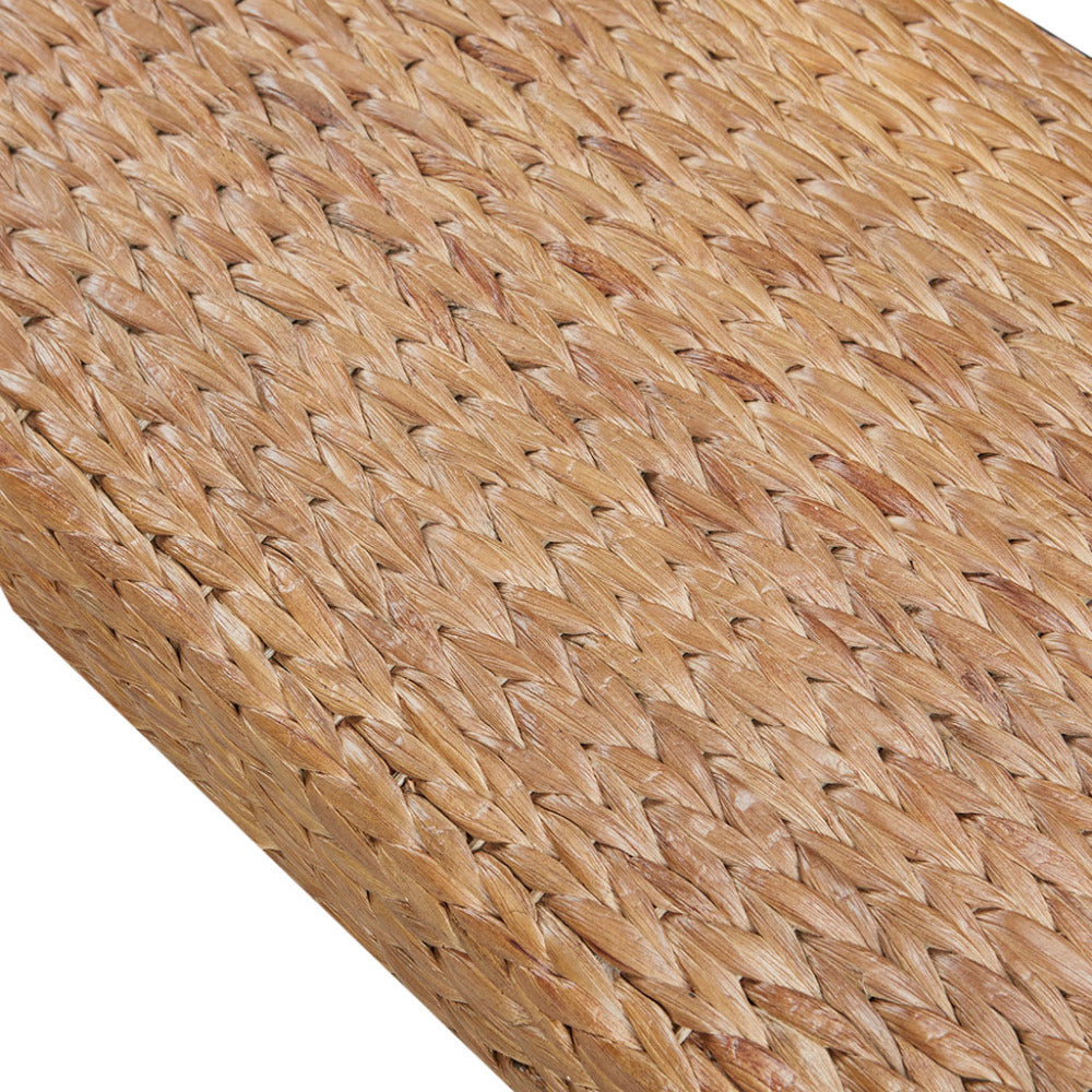 Woven Water Hyacinth Mahogany Bench