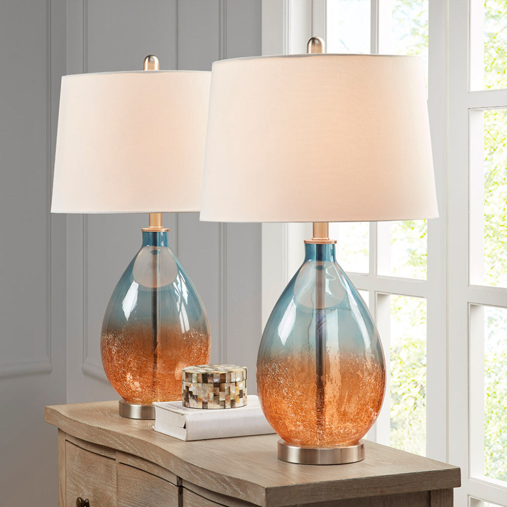 Ombre Glass Table Lamp  Blue Gradient Base
