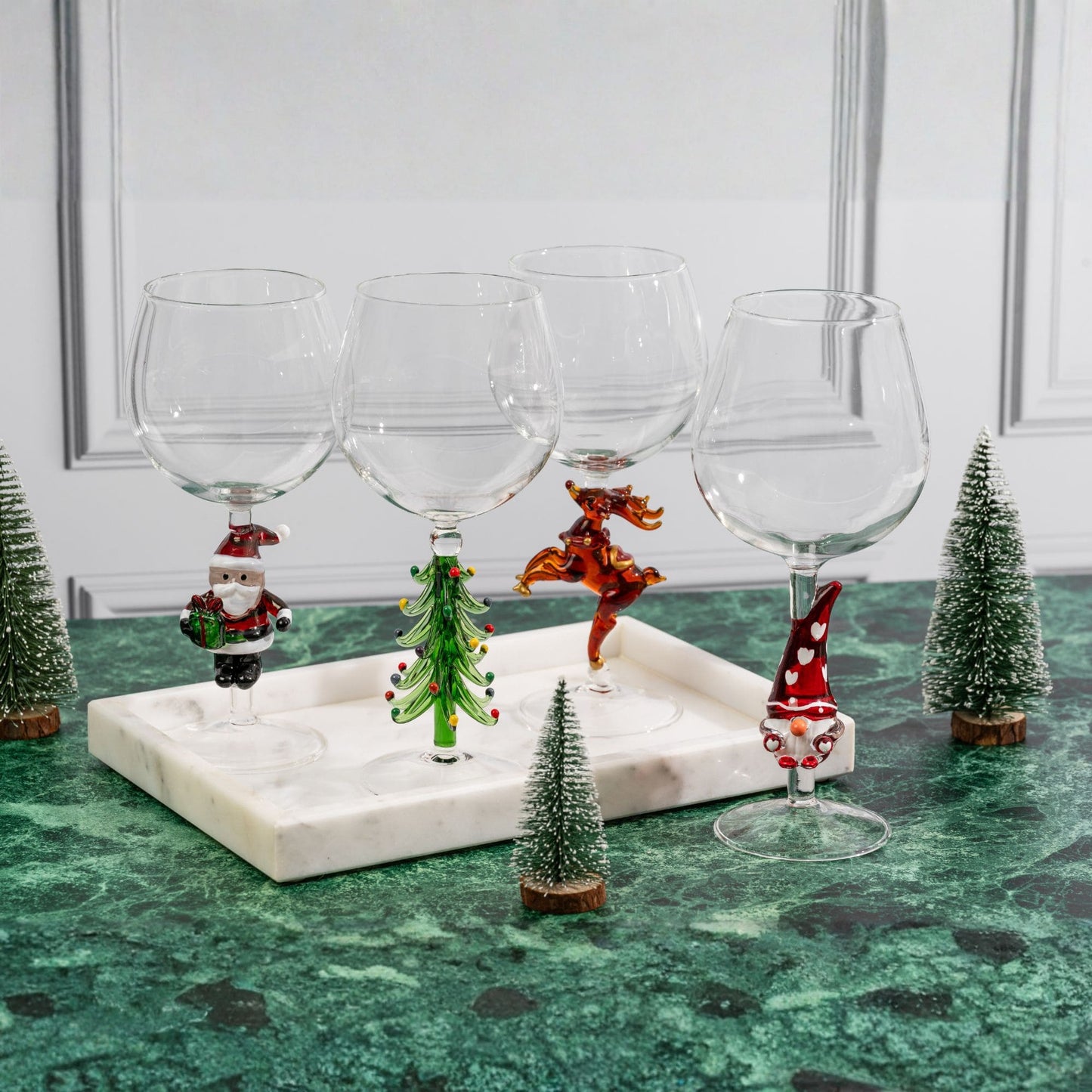 Three Dee Christmas Tree Wine Glasses