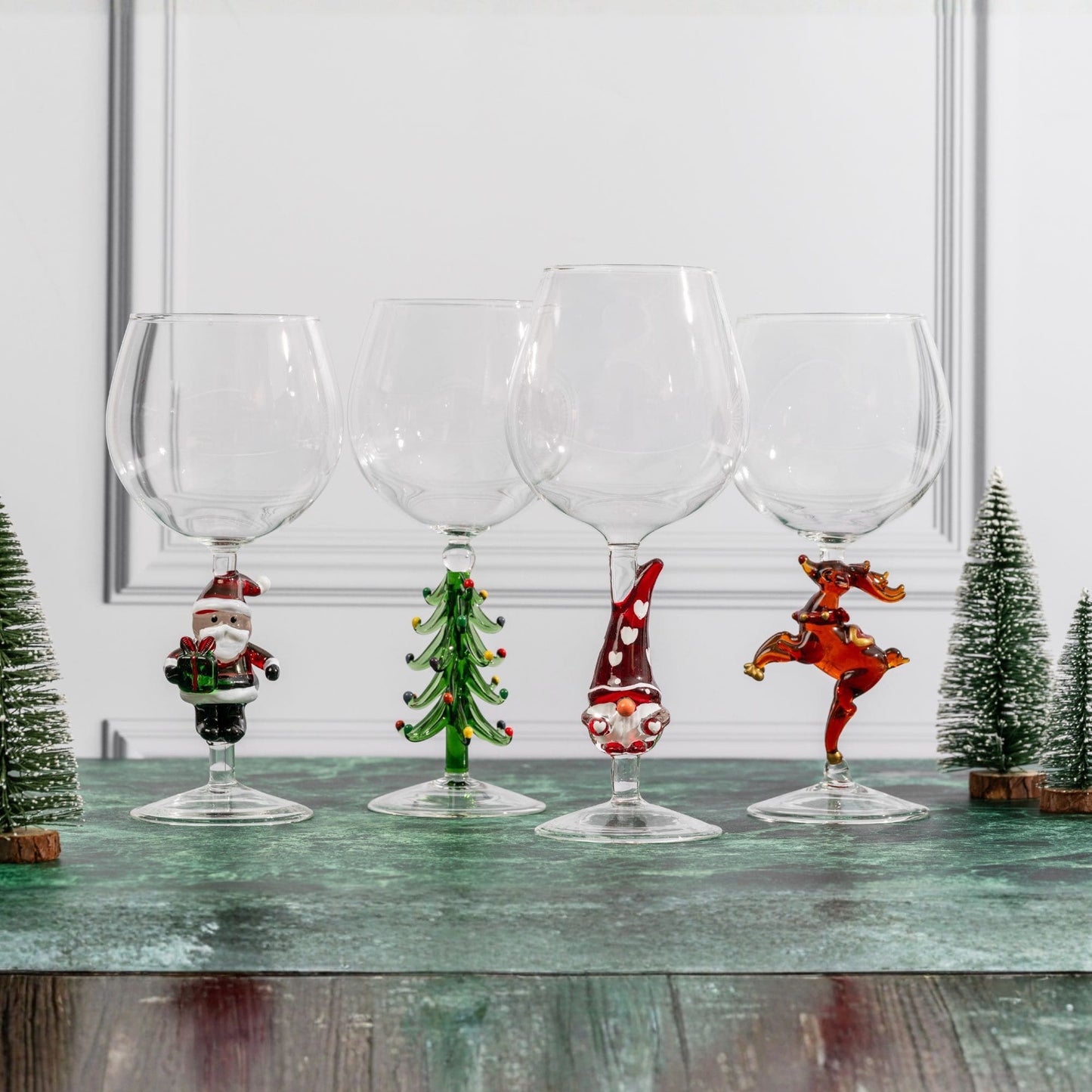 Three Dee Christmas Tree Wine Glasses