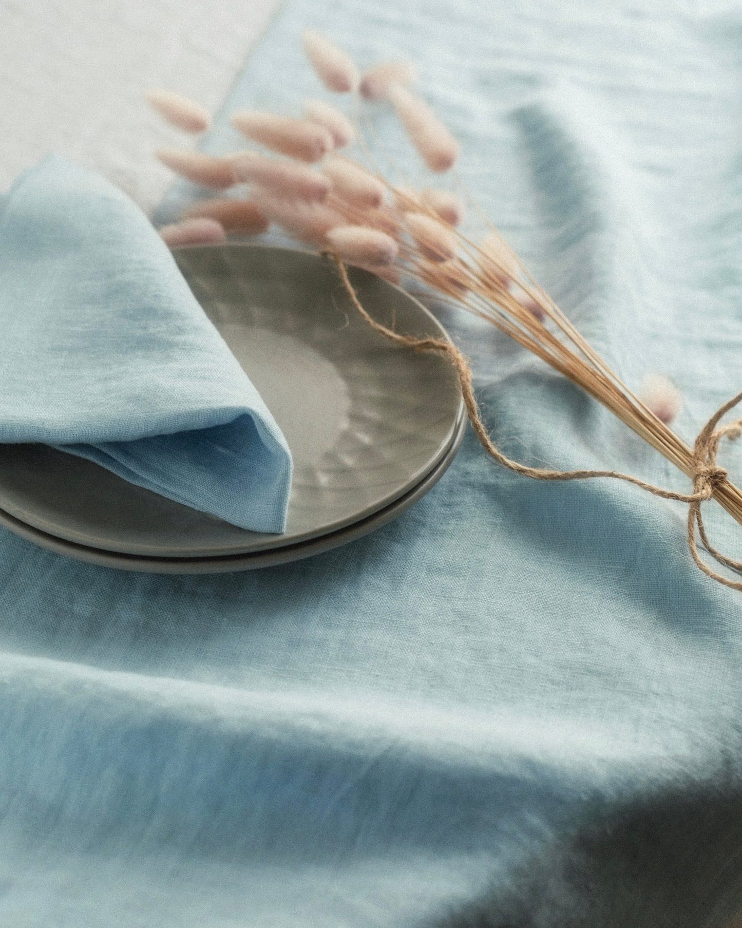 Skye Blue Linen Table Runner