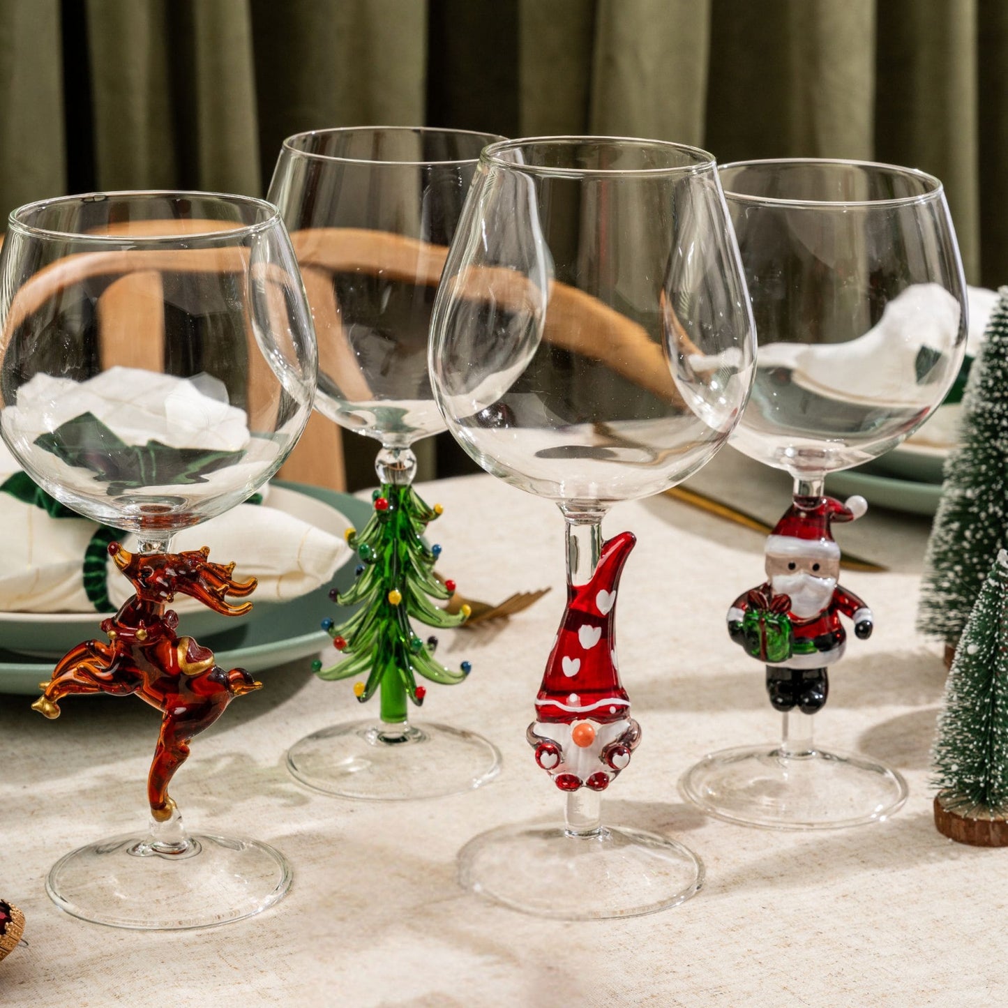 Three Dee Christmas Tree Wine Glasses