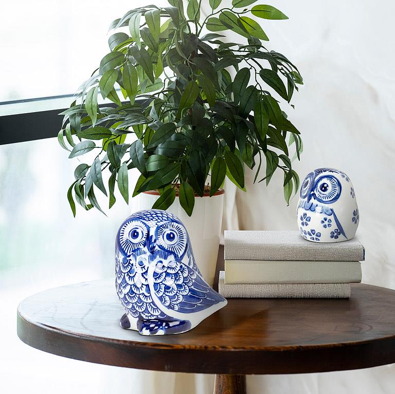 Blue & White Porcelain Owl