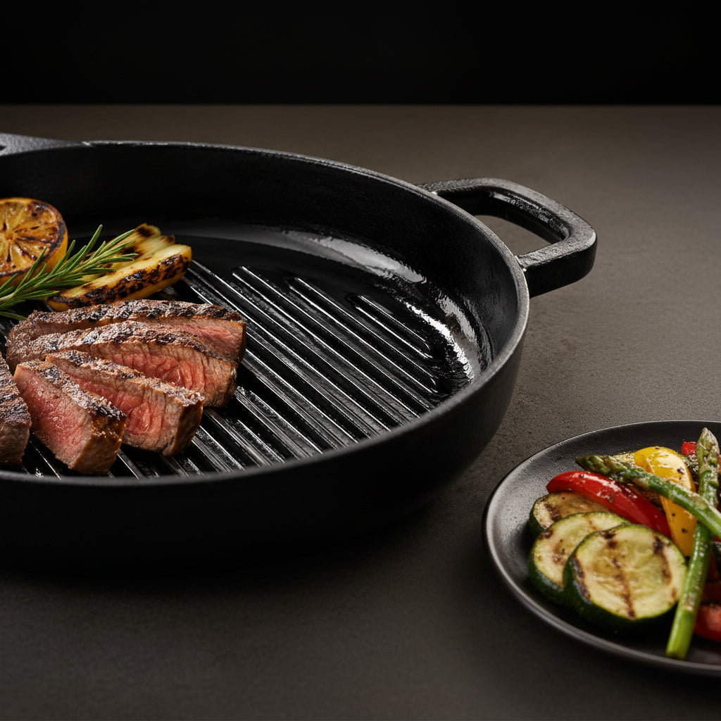 Enameled Cast Iron Grill Pan, 11"