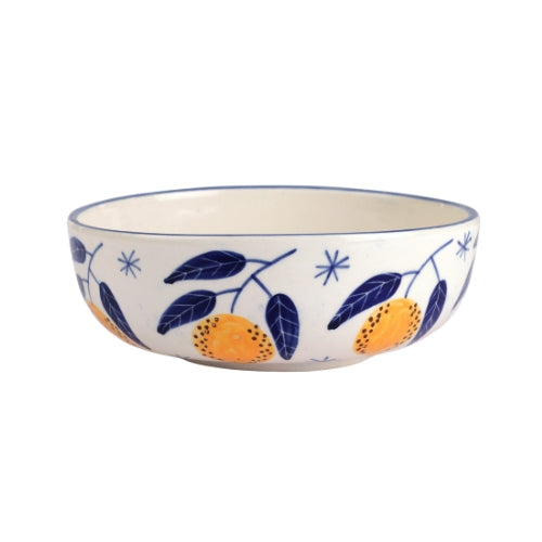 Italian Lemon Bowl | Handpainted Ceramic Serving | 7"