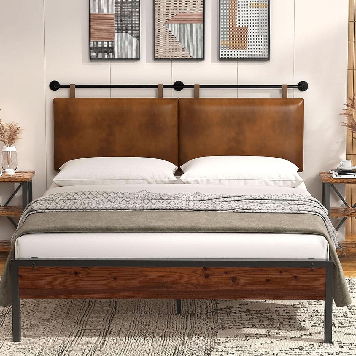 Toffee PU Leather King Size Wall Mounted Headboard