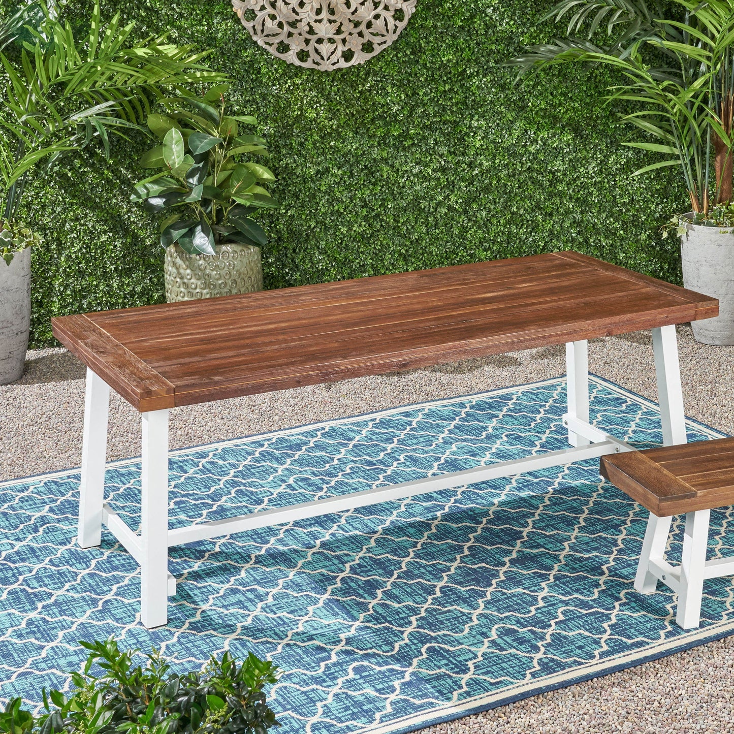 Equilibrium Outdoor Dining Table with Slat Top
