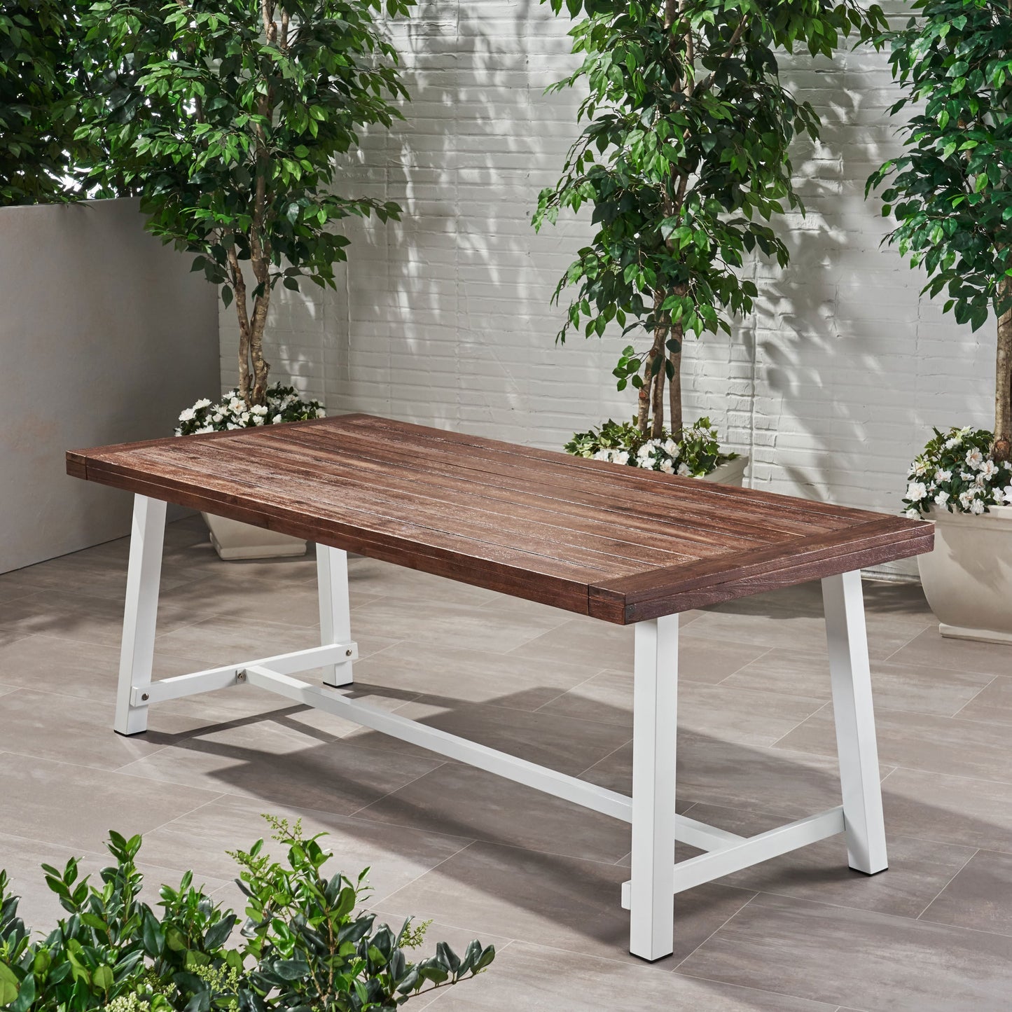 Equilibrium Outdoor Dining Table with Slat Top