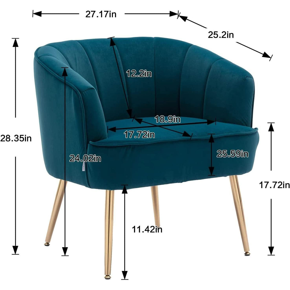 Teal Velvet Accent Chair With Golden Legs | Ultra Plush