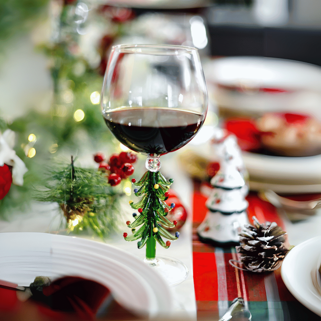 Three Dee Christmas Tree Wine Glasses