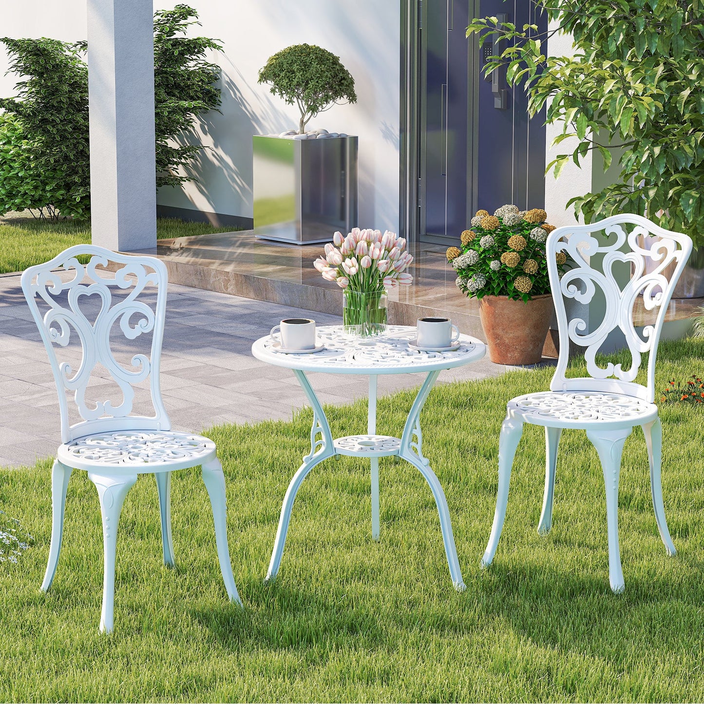 Blanco Cast Aluminum Bistro Set