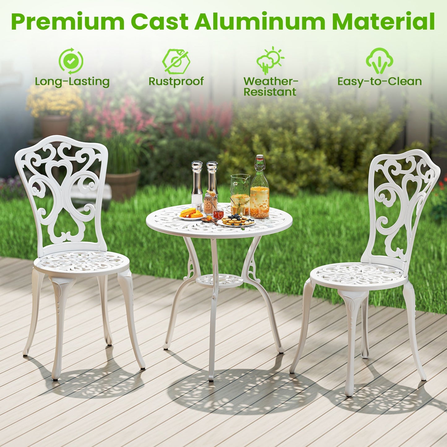 Blanco Cast Aluminum Bistro Set
