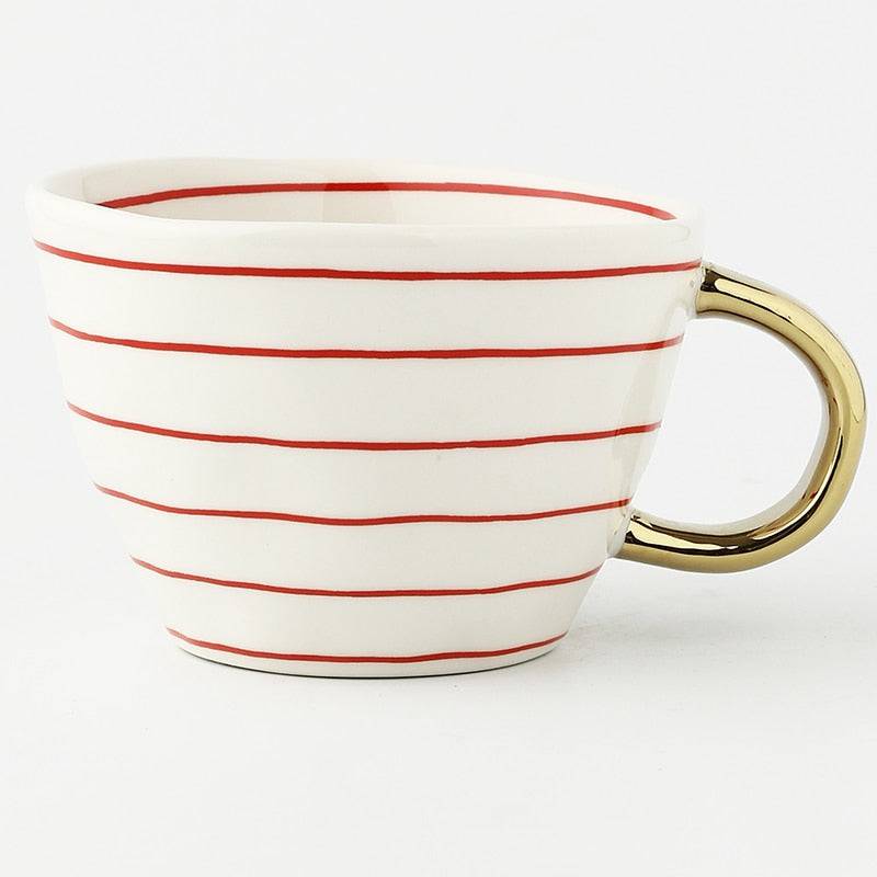 Hand Painted Gold Handle Ceramic Mugs