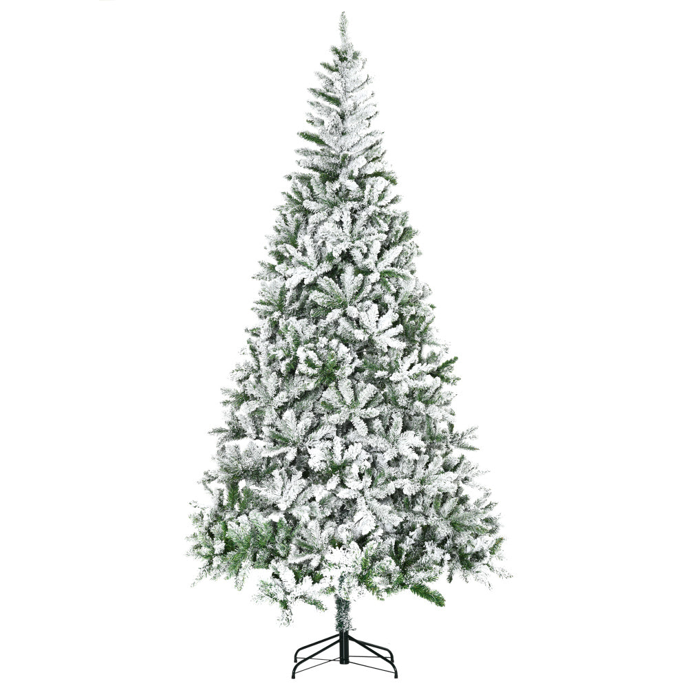 9 FT Snow Flocked Artificial Christmas Tree | Unlit Pine with Realistic Branches