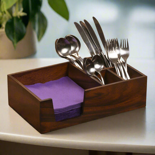 Oler Acacia Wood Flatware Caddy