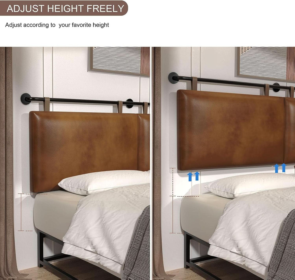 Toffee PU Leather King Size Wall Mounted Headboard
