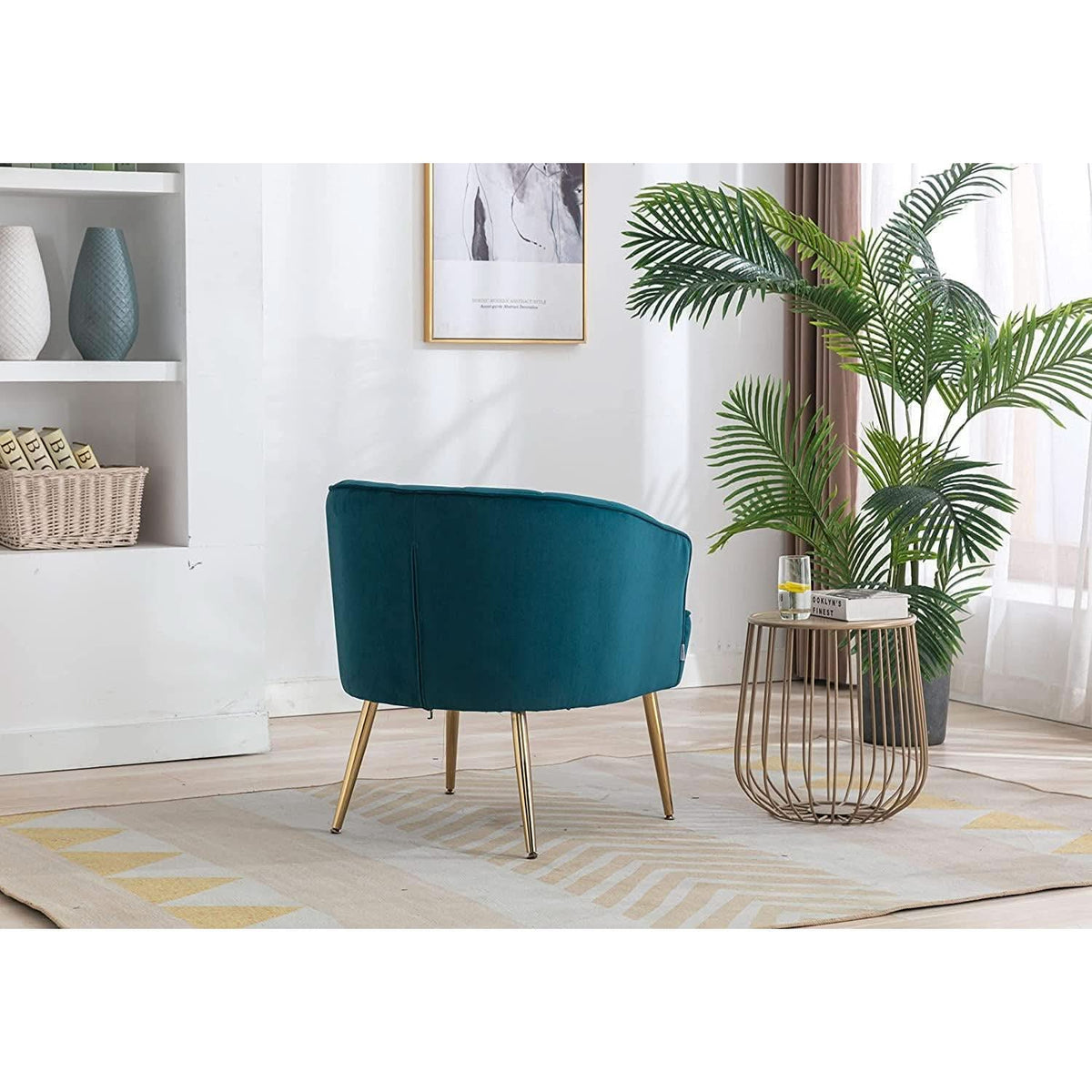 Teal Velvet Accent Chair With Golden Legs | Ultra Plush