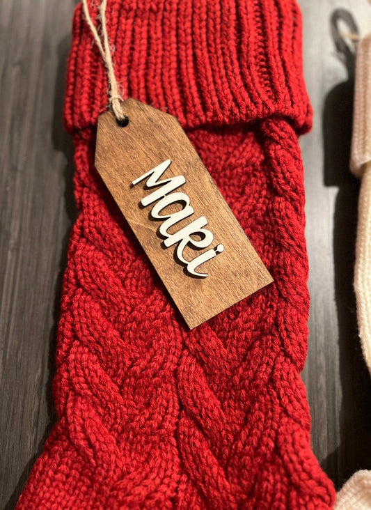 Red Cable Hand-Knit Christmas Stocking