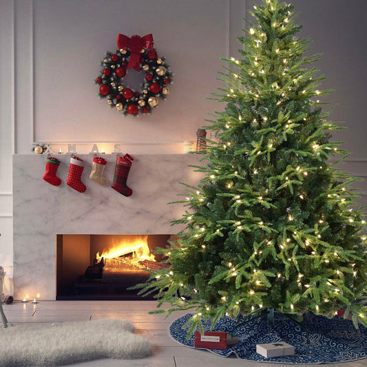 6.5 FT Pre-Lit Realistic Christmas Tree with 450 Warm White Lights | 2225-Tip Memory Wire Branches & Foldable Stand