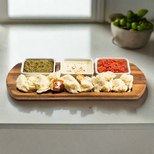Sonoma Charcuterie / Serving Tray w/ 3 Square Ceramic Bowls