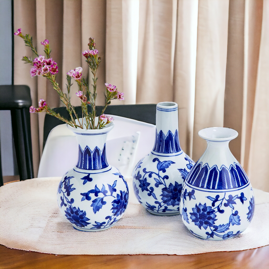 Chinoiserie Hand-Painted Mediterranean Canton Vases