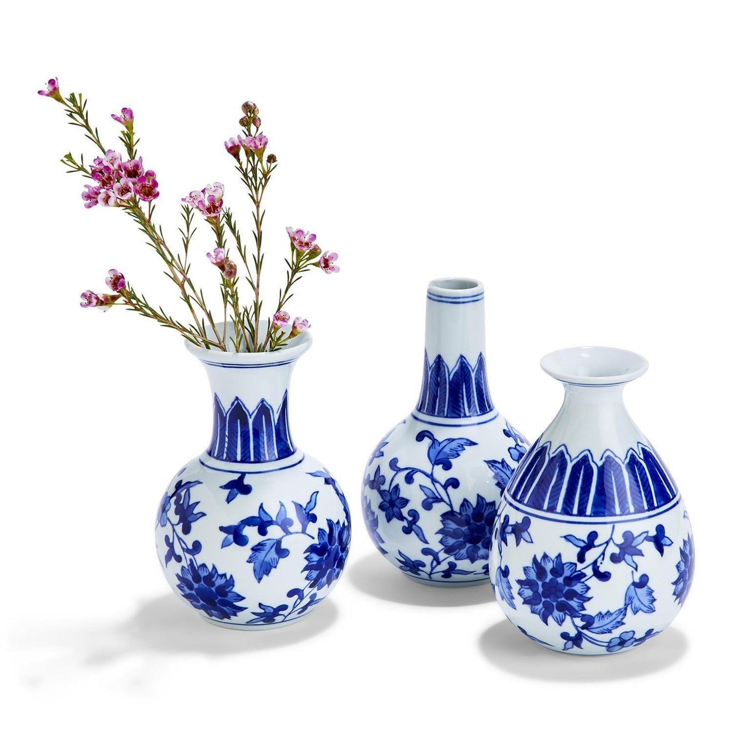 Chinoiserie Hand-Painted Mediterranean Canton Vases