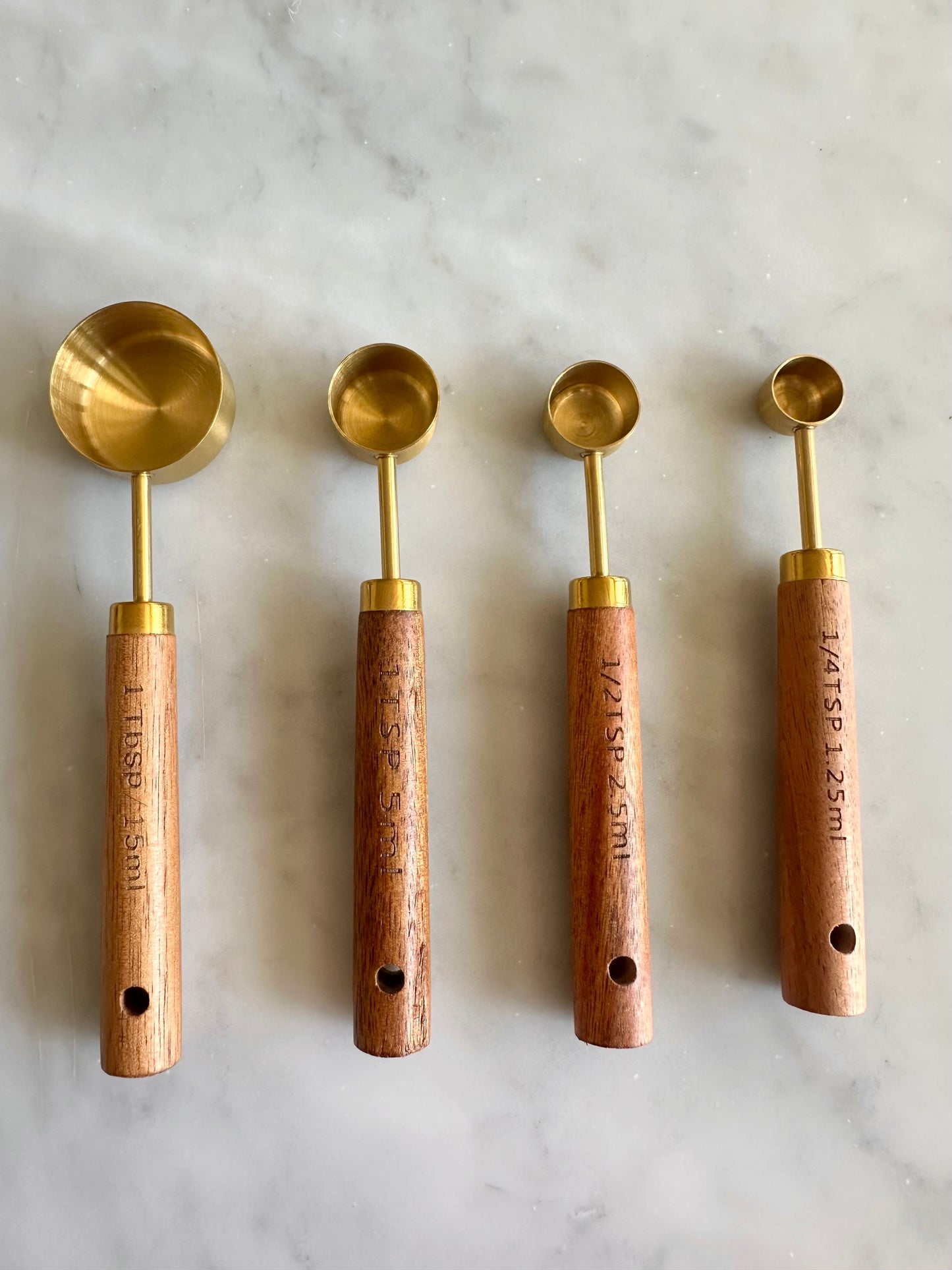 Acacia Wood & Gold Measuring Cups