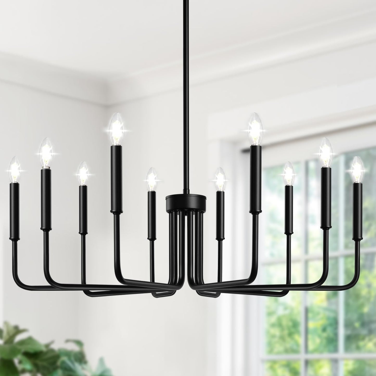 Farmhouse Hanging Candle Chandelier (No Assembly)