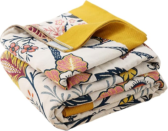 Boho Floral Cotton Summer Muslin Blanket
