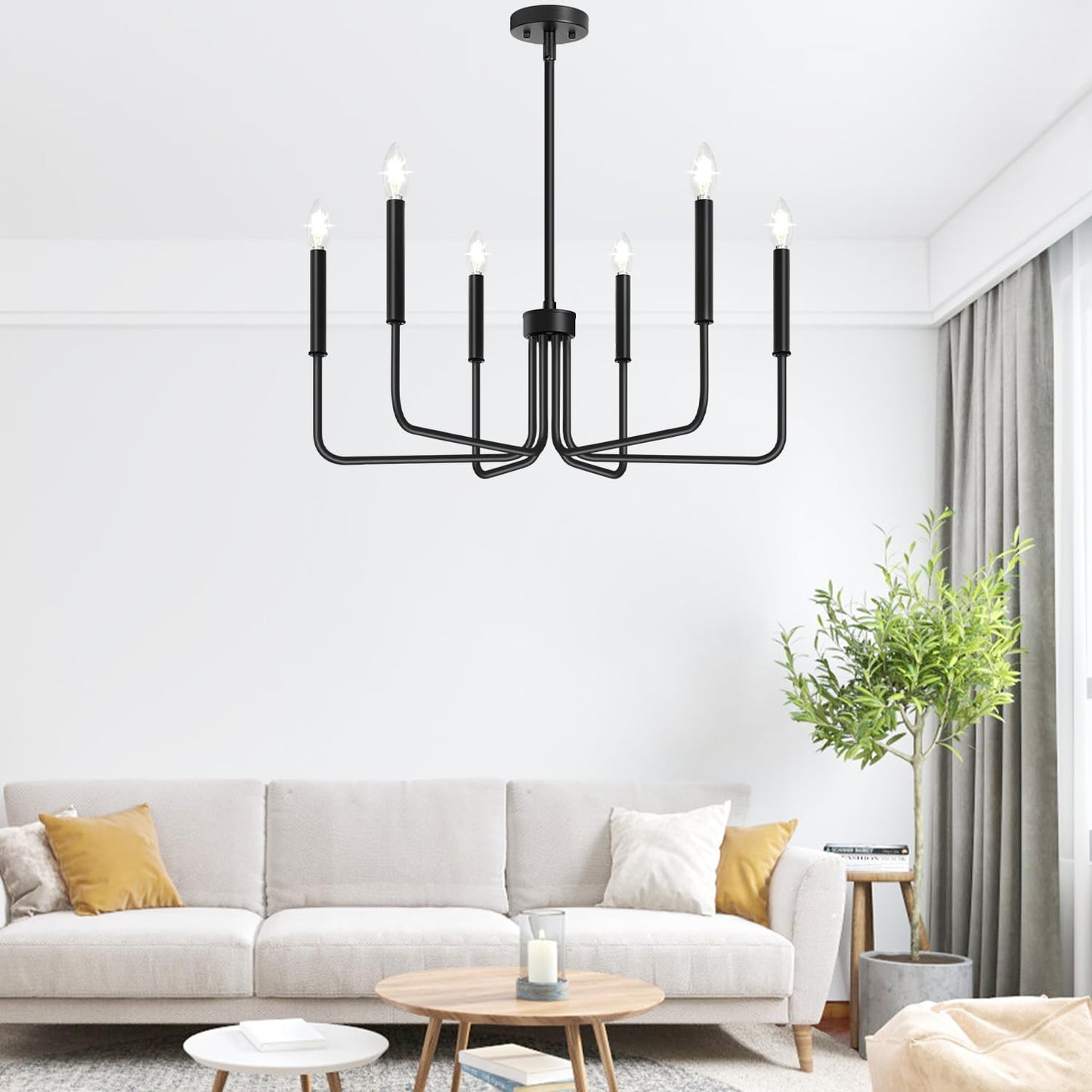 Farmhouse Hanging Candle Chandelier (No Assembly)