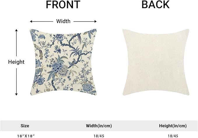 Spring Chinoiserie Floral Birds Pillow Covers
