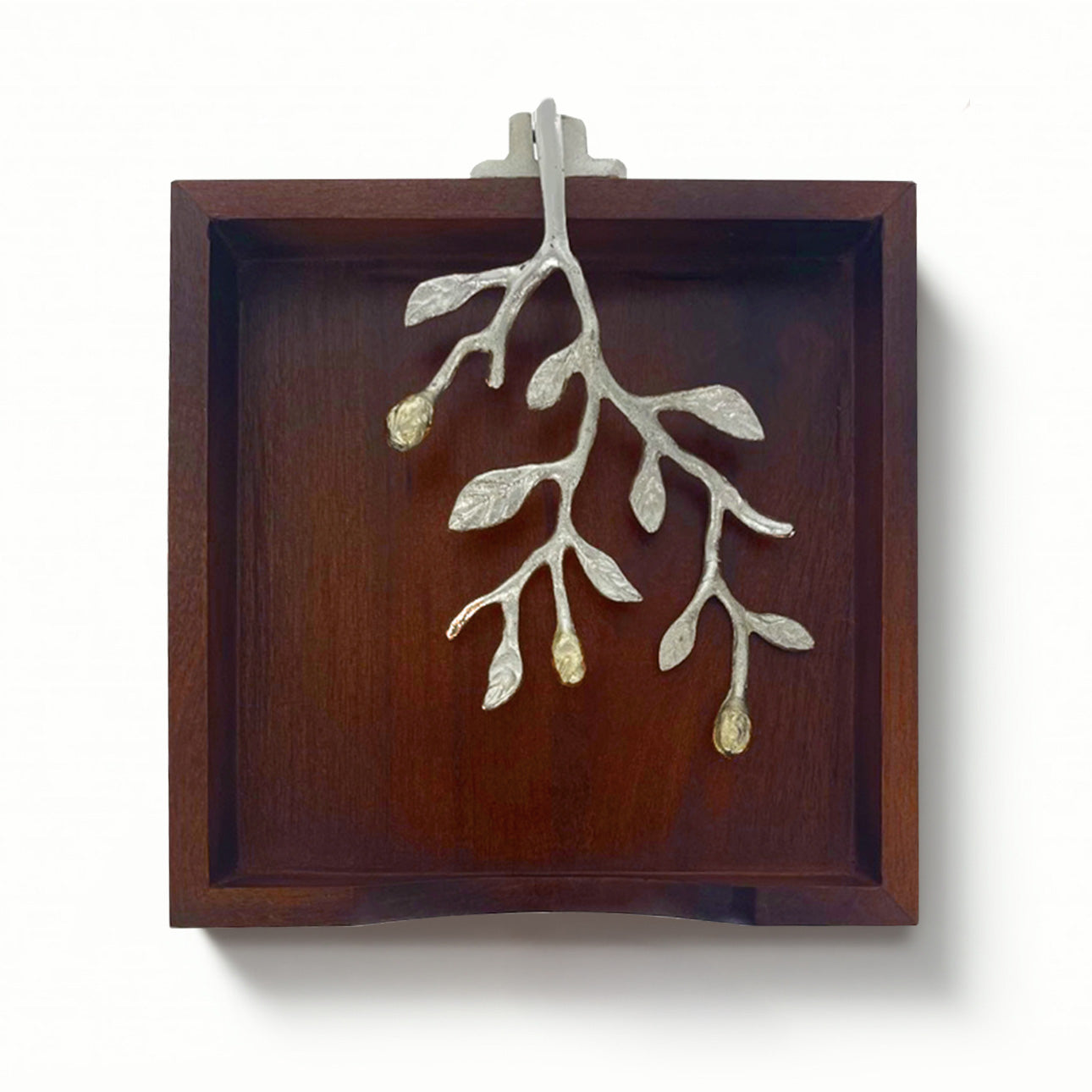 Solid Wood & Silver Napkin Holder