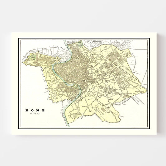 Vintage Map of Rome, Italy 1901