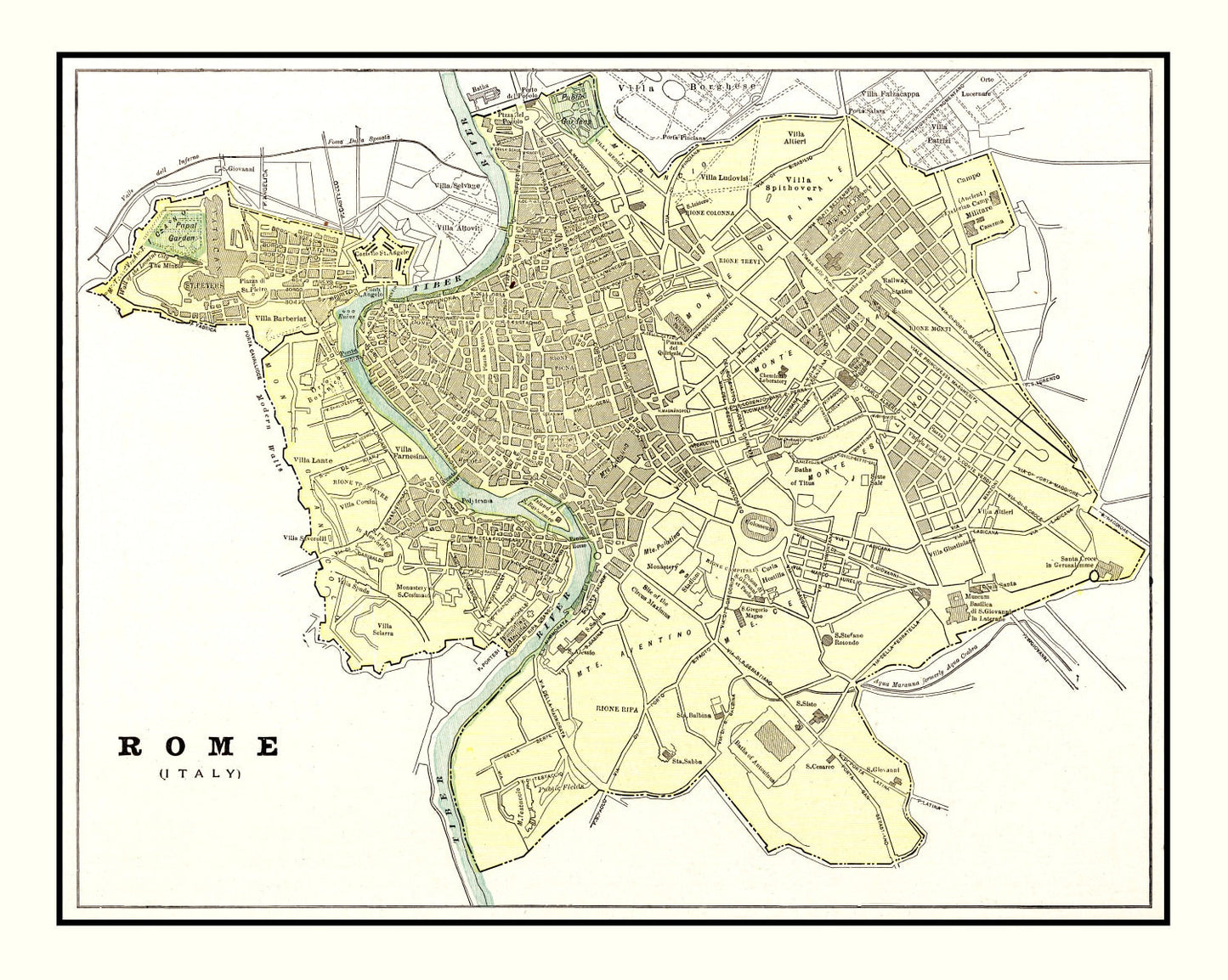 Vintage Map of Rome, Italy 1901
