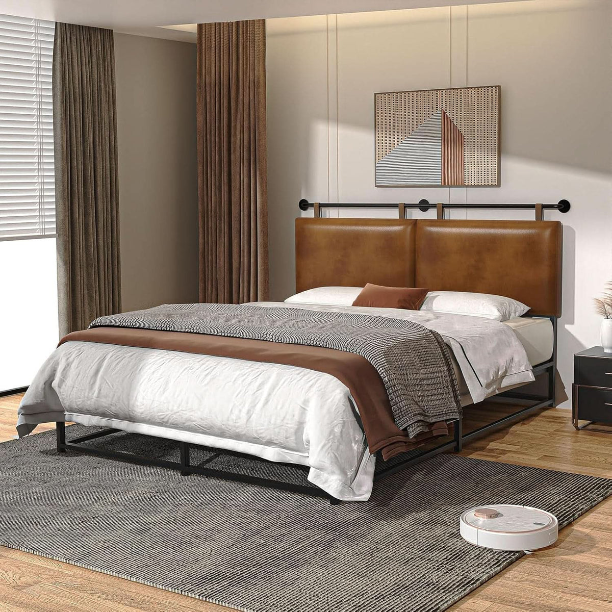 Toffee PU Leather King Size Wall Mounted Headboard