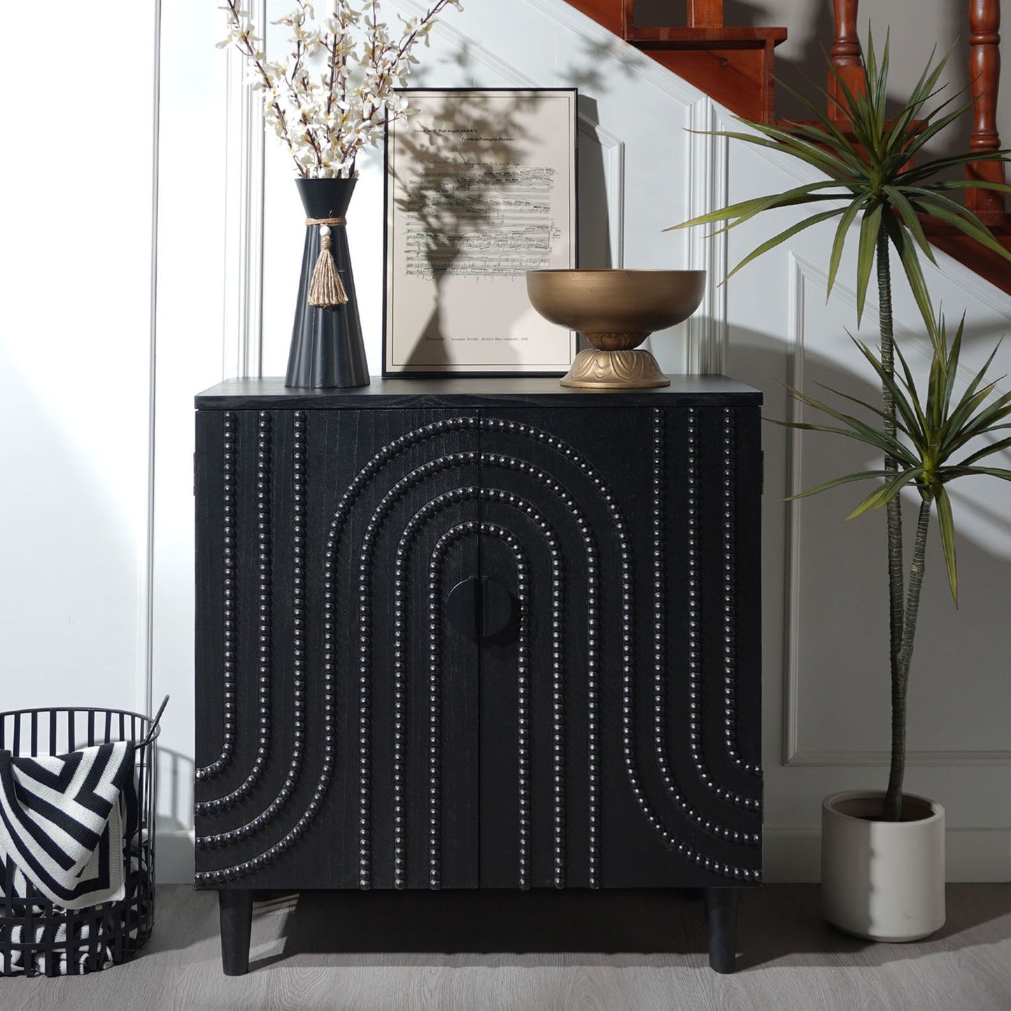 Black Art Deco 2 Door Storage Cabinet
