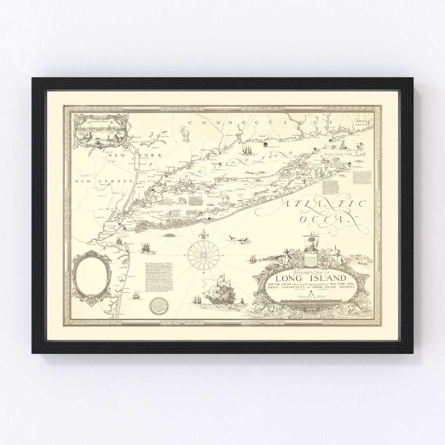 Vintage Map of Long Island, New York 1925