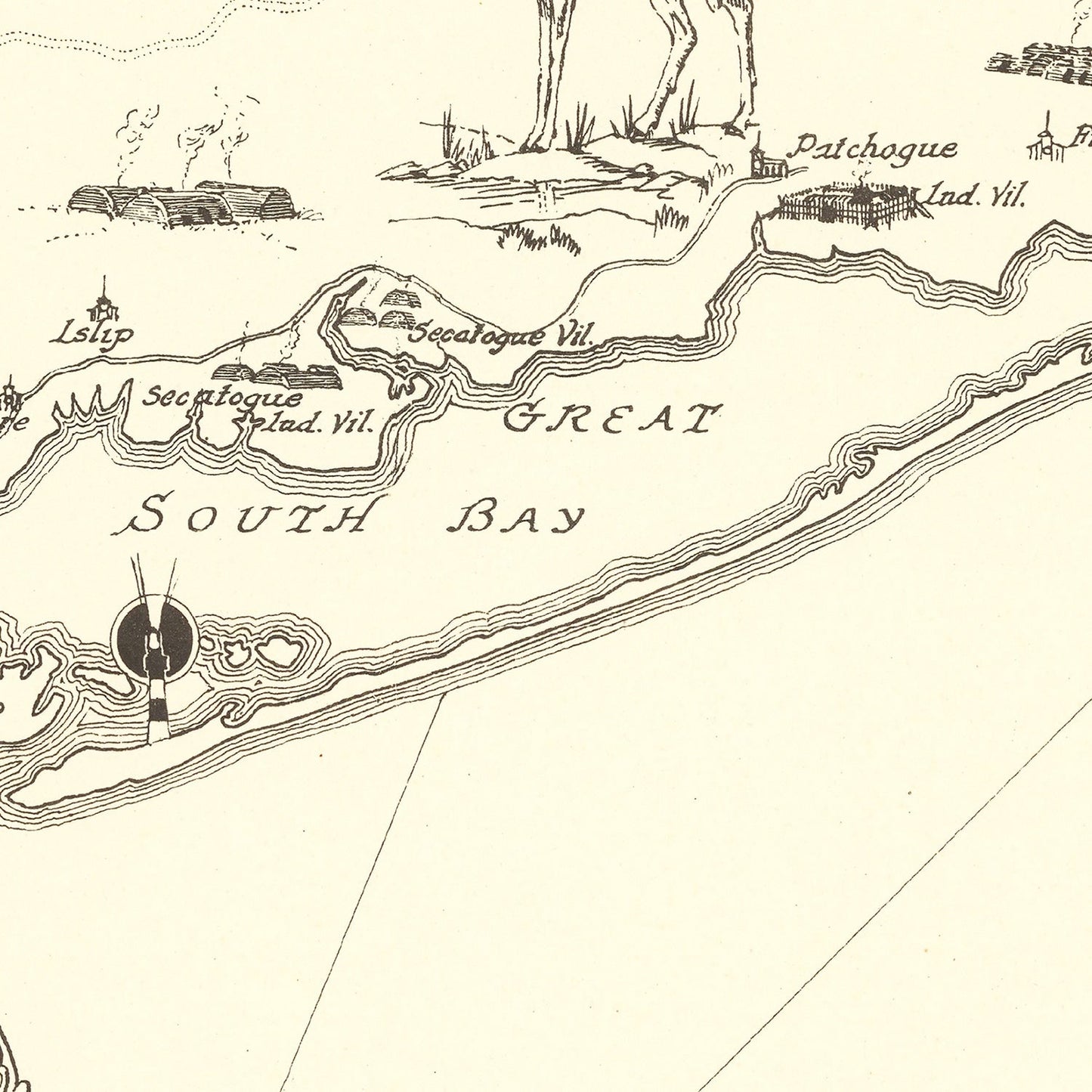 Vintage Map of Long Island, New York 1925